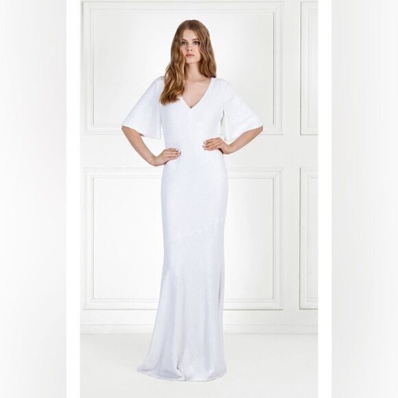 NWT Rachel Zoe Heather Fluid Maxi White Dress Sequin Size 4 - Picture 7 of 17